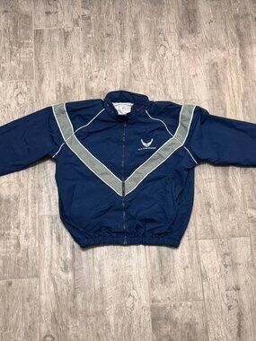 Skilcraft U.S. Air Force PTU Windbreaker Jacket Nylon L Navy Blue / Gray